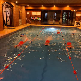 Childrens classes (4 years and older) teacher in the water until they achieve 10 metres.